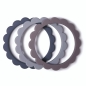 Preview: Beißring Blumen Armband 3-Pack (Steel/Dove Gray/Stone) | Mushie