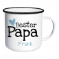 Preview: Emailletasse Weiß/Schwarz - Bester Papa | Schmatzepuffer