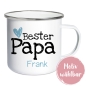 Preview: Emailletasse Weiß/Silber - Bester Papa | Schmatzepuffer