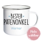 Preview: Emailletasse Weiß/Silber - Bester Patenonkel | Schmatzepuffer