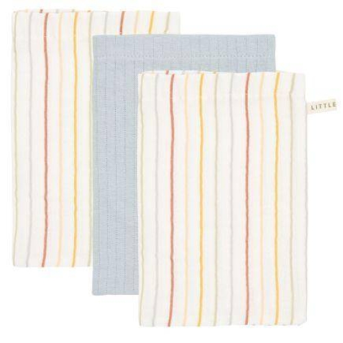 Waschhandschuhe Set Vintage Sunny Stripes / Pure Soft Blue | Little Dutch