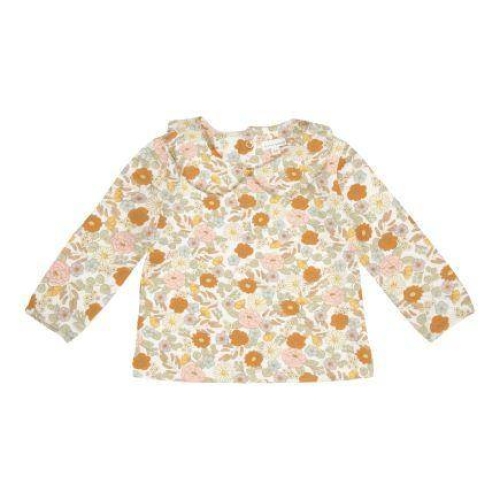 Langarm-Shirt mit Kragen Vintage Little Flowers, Größe 68 | Little Dutch
