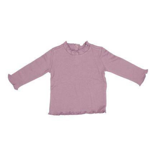 Langarm-Shirt mit Rüschen Vintage Little Flowers Mauve, Größe 80 | Little Dutch