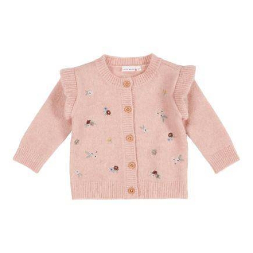 Strickjacke Vintage Little Flowers Soft Pink, Größe 50/56 | Little Dutch