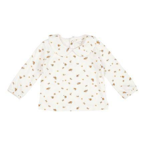 Langarm-Shirt mit rundem Kragen White Blossom, Größe 80 | Little Dutch