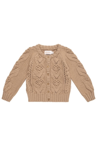 Strickjacke mit Knöpfen "Coffee" Beige, Größe 74-80 | leevje