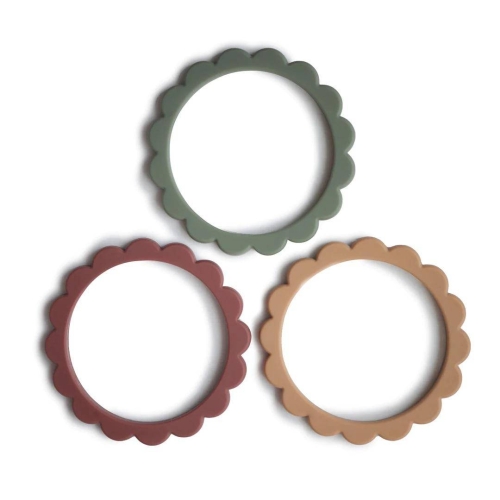 Beißring Blumen Armband 3-Pack (Dried Thyme/Berry/Natural) | Mushie