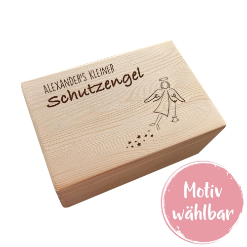 Erinnerungsbox M - Schutzengel mit Motiven - Gelasert | Schmatzepuffer