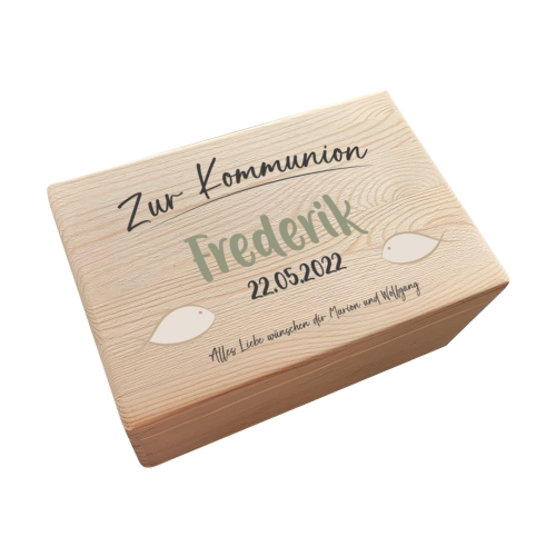 Erinnerungsbox XL - Zur Kommunion mit Spruch - Bedruckt | Schmatzepuffer