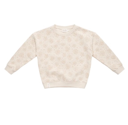 Sweatshirt oversized "Rose Buds" beige, Größe 74 / 80 | leevje