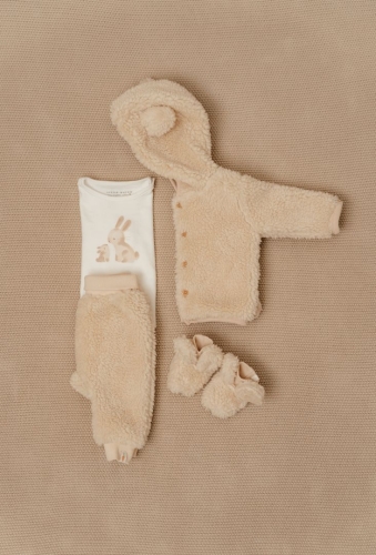 Teddy-Babyschuhe Bunny, Sand - Größe 1 | Little Dutch