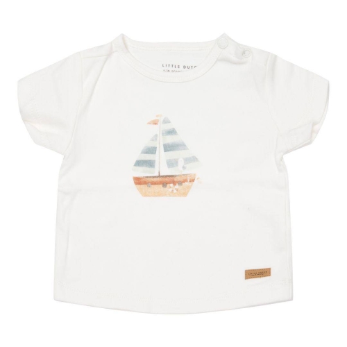 Kurzärmeliges T-Shirt Sailors Bay Sailboat White, Größe 50/56 | Little Dutch