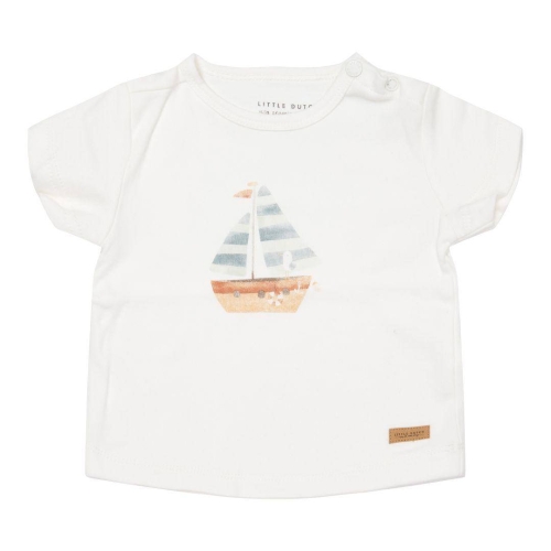 Kurzärmeliges T-Shirt Sailors Bay Sailboat White, Größe 80 | Little Dutch
