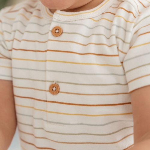 Kurzärmeliges T-Shirt Vintage Sunny Stripes, Größe 74 | Little Dutch