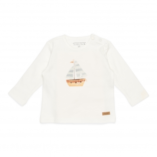 Langarm-Shirt Sailors Bay Sailboat White, Größe 80 | Little Dutch