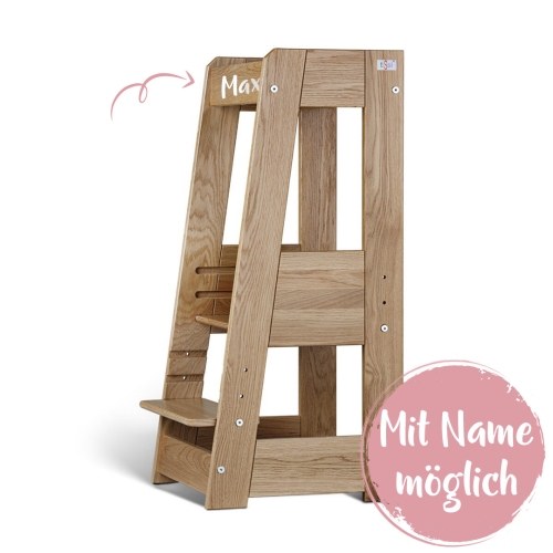 Lernturm Felix - Learning tower - Holz Eiche + gratis Namensaufkleber | tissi