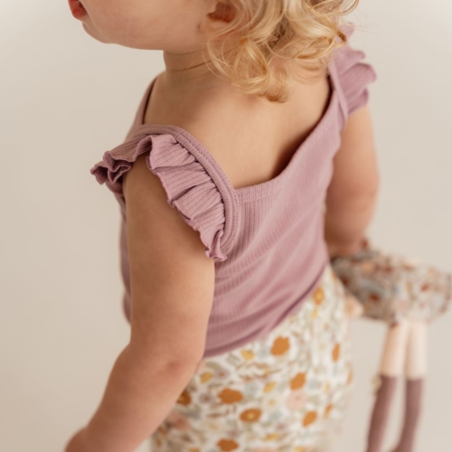 Top mit Rüschen Vintage Little Flowers, Mauve Größe 62 | Little Dutch