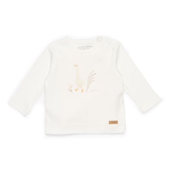 Langarm-Shirt Little Goose Walking White, Größe 86 | Little Dutch