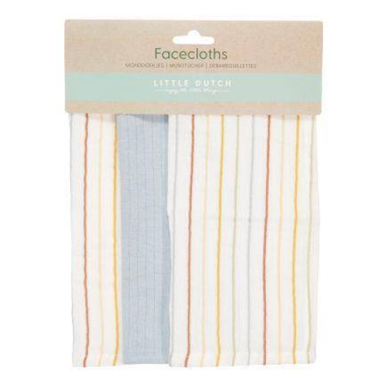 Waschhandschuhe Set Vintage Sunny Stripes / Pure Soft Blue | Little Dutch