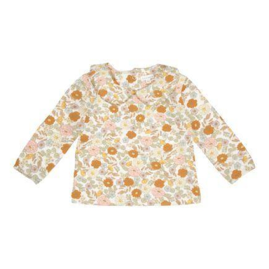 Langarm-Shirt mit Kragen Vintage Little Flowers, Größe 80 | Little Dutch