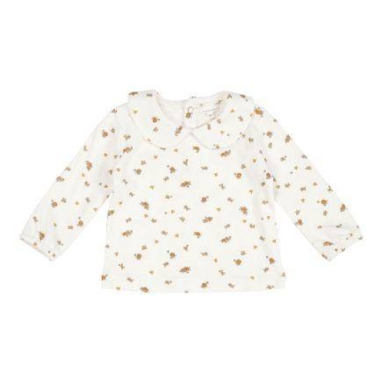 Langarm-Shirt mit rundem Kragen White Blossom, Größe 50/56 | Little Dutch