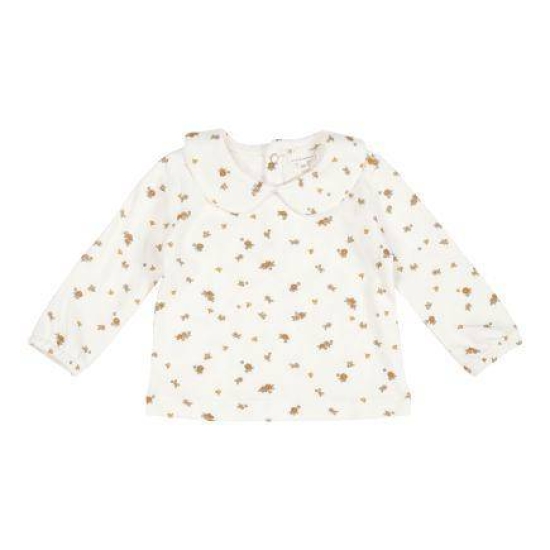 Langarm-Shirt mit rundem Kragen White Blossom, Größe 74 | Little Dutch