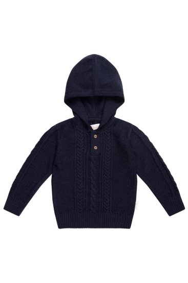 Hoodie Strick "Navy" blau, Größe 62-68 | Leevje