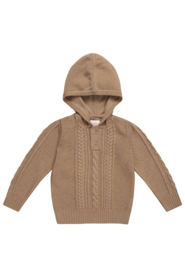 Hoodie Strick "Walnut" beige, Größe 62-68 | Leevje