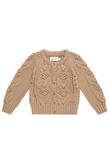 Strickjacke mit Knöpfen "Coffee" Beige, Größe 62-68 | leevje