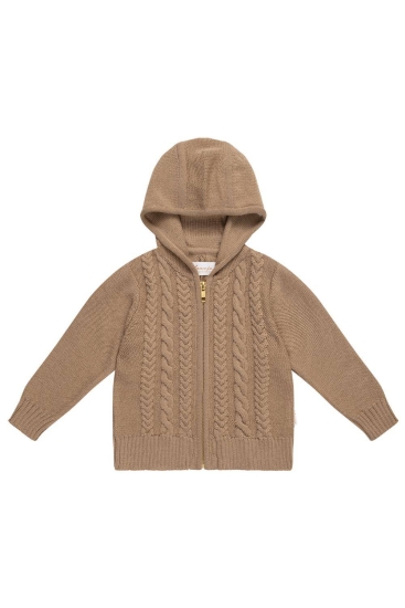 Strickjacke mit Reißverschluss "Walnut" Braun, Größe 86-92 | leevje