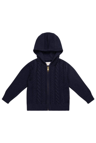 Strickjacke mit Reißverschluss "Navy" Blau, Größe 86-92 | leevje