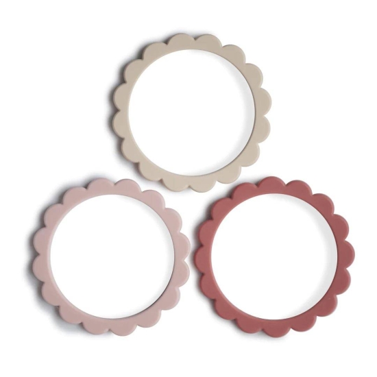 Beißring Blumen Armband 3-Pack (Rose/Blush/Shifting Sand) | Mushie