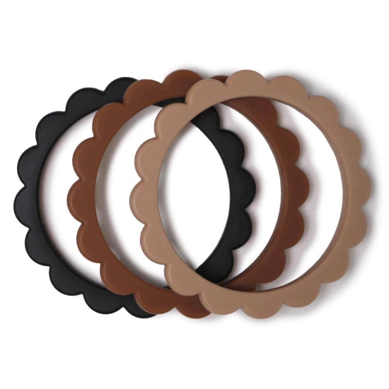 Beißring Blumen Armband 3-Pack (Black/Natural/Caramel) | Mushie