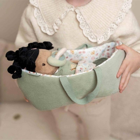 Kuschelpuppe Baby Evi mit Pflegeset Flowers & Butterflies, | Little Dutch