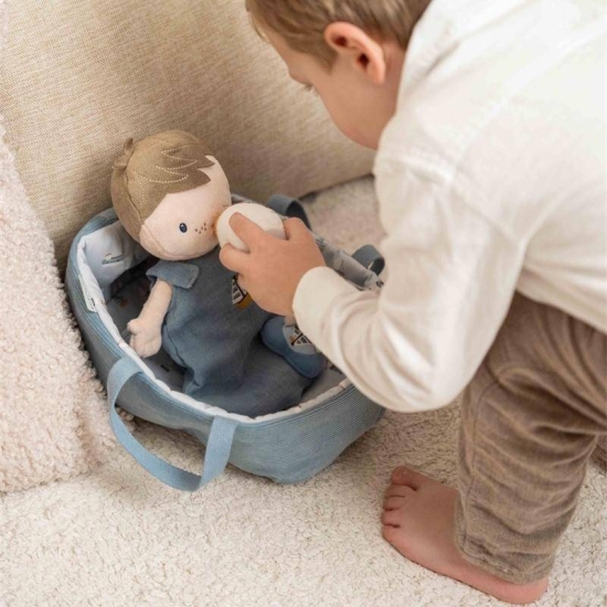 Kuschelpuppe Baby Jim mit Pflegeset Sailors Bay, blau | Little Dutch