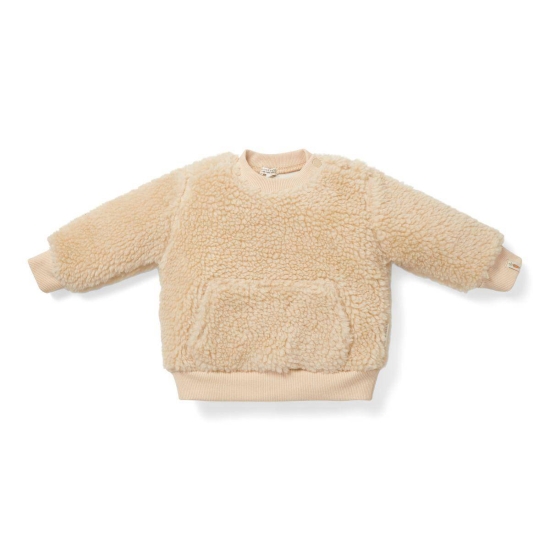 Teddy-Pullover, Sand, Größe 80 | Little Dutch