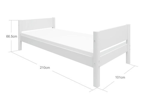 Einzelbett mit Pfosten, weiß | Flexa