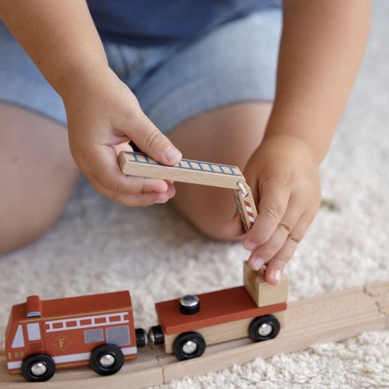 Holz-Eisenbahn Erweiterung - Feuerwehrhaus, Pur | Little Dutch