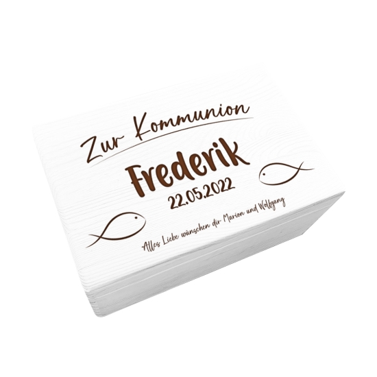 Erinnerungsbox XL - Zur Kommunion Fische - Gelasert | Schmatzepuffer