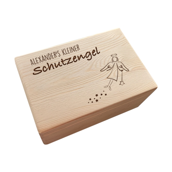 Erinnerungsbox M - Schutzengel mit Motiven - Gelasert | Schmatzepuffer