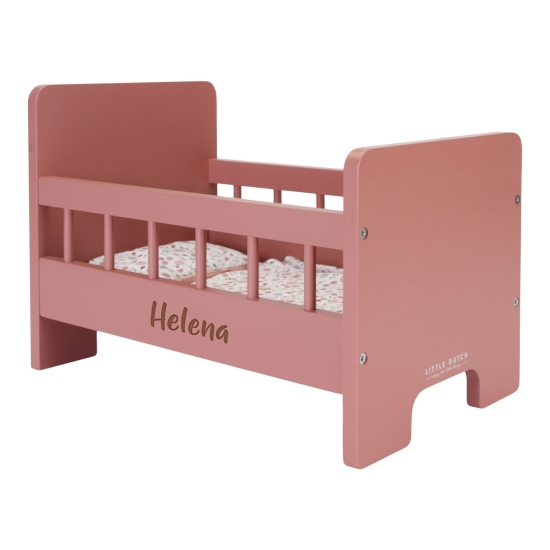 Puppenbett mit Textilien Bedruckt/Gelasert | Little Dutch