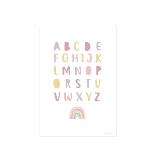 Poster A3 Regenbogen/ABC "beidseitig bedruckt" pink | Little Dutch