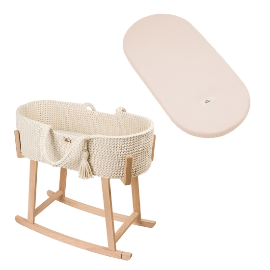 Set Moseskorb und Gestell natur inkl. Laken beige | Woobiboo