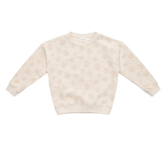 Sweatshirt oversized "Rose Buds" beige, Größe 98 / 104 | leevje