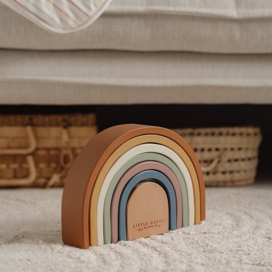 Stapel-Regenbogen Vintage "Zur Taufe" Holz gelasert | Little Dutch