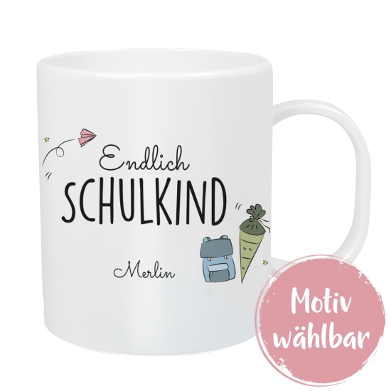 Kunststofftasse - Schulkind | Schmatzepuffer