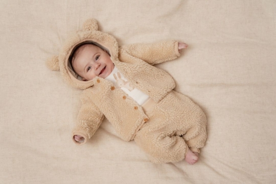 Teddy-Jacke Baby Bunny, Sand, Größe 50/56 | Little Dutch