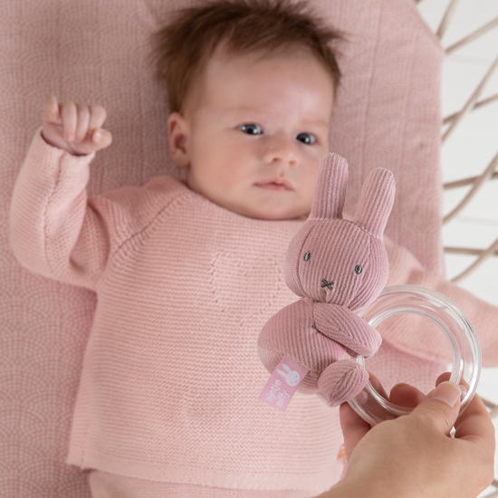 Rassel-Greifling Hase Miffy, Pink Rib | Tiamo