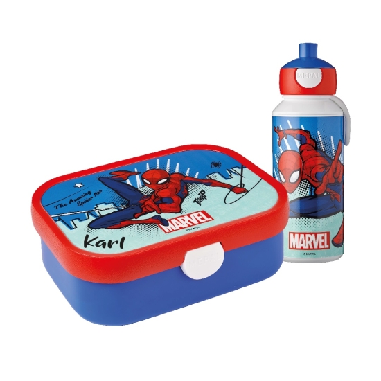 Pausenset Spiderman, Brotdose und Pop-Up Flasche | Mepal