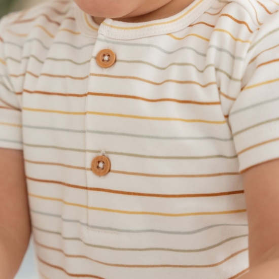 Kurzärmeliges T-Shirt Vintage Sunny Stripes, Größe 68 | Little Dutch